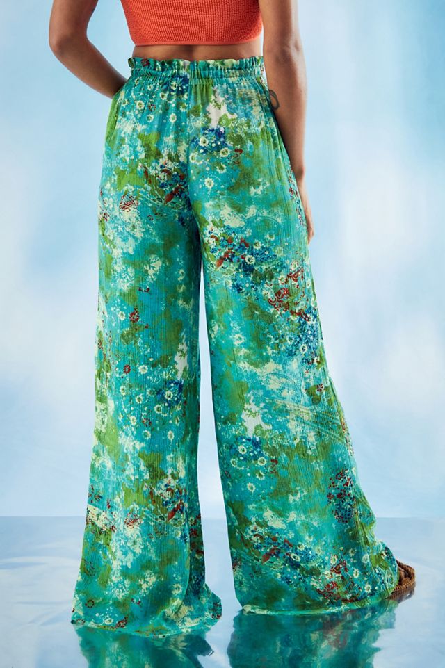 Out From Under Green Paisley Crinkle Trousers #3