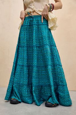 Out From Under Patchwork Silk Maxi Skirt