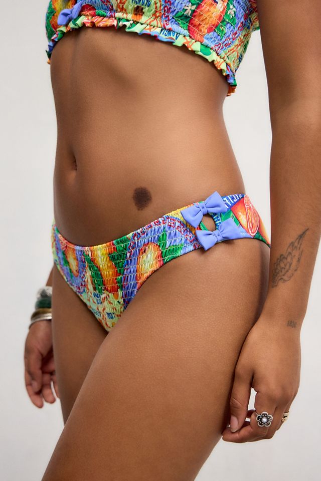 Braguitas de Bikini con Lazo Fruncido Estampado Naranja Damson Madder #1