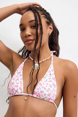 Kulani Kinis Flamingo Flora Tie Halter Bikini Top