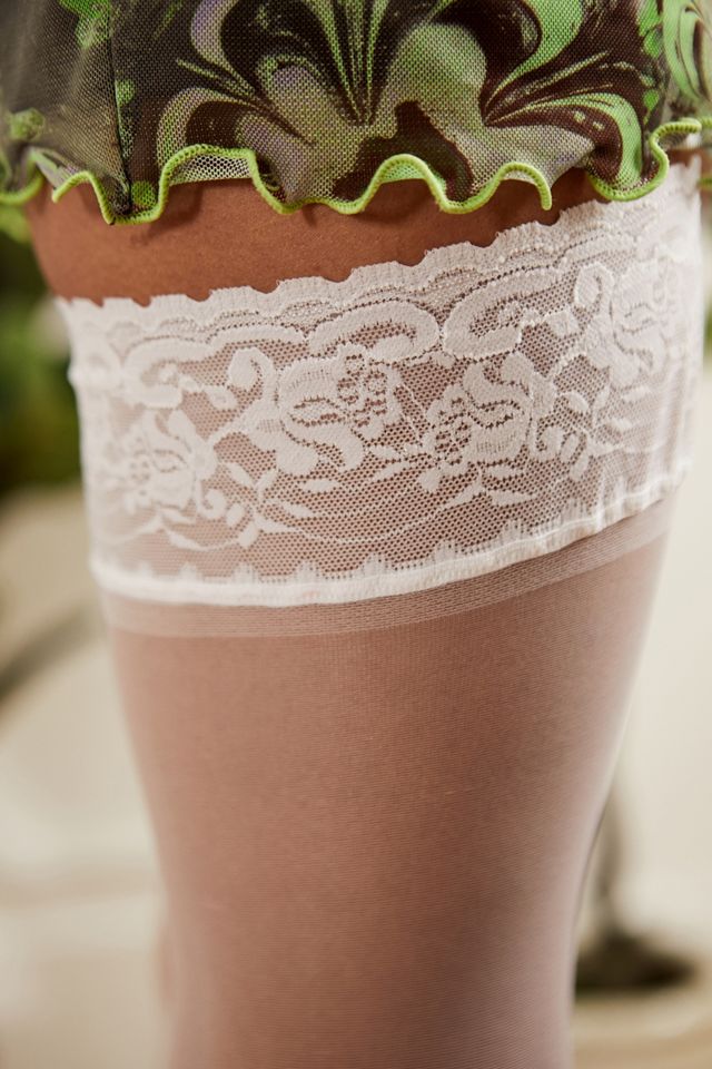 UO White Lace-Top Over-The-Knee Socks #2