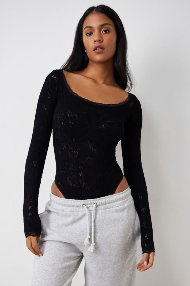 Urban Outfitters Black Lace High Leg Bodysuit BNWT Size XL RRP £29