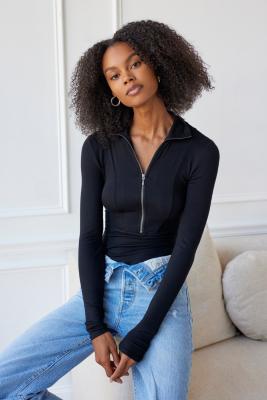 Out From Under Elowen Zip-Up Bodysuit - Black L at Urban Outfitters