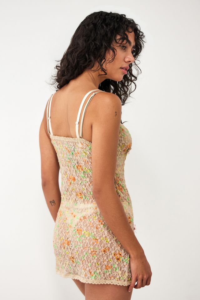 Kimchi Abito sottoveste in pizzo stampato blu #3
