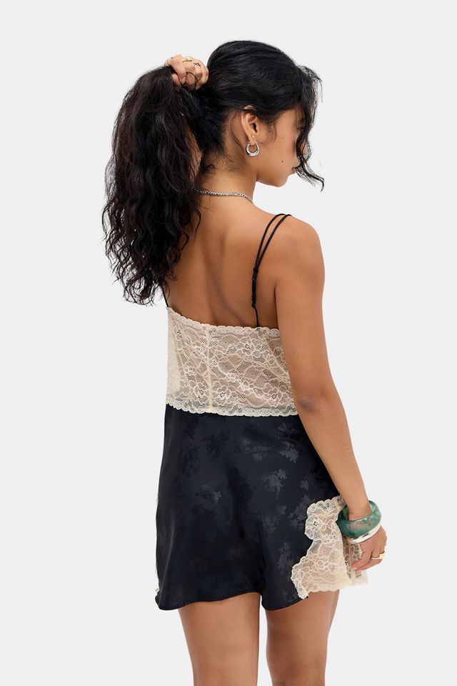 Out From Under Lace Insert Jacquard Slip Dress #3