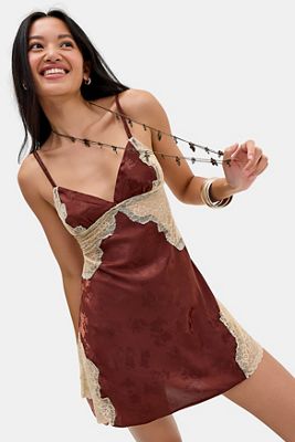 Abito sottoveste in jacquard con inserto in pizzo Out From Under