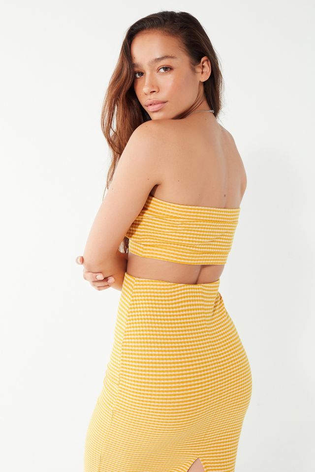 UO Truce Yellow Gingham Tube Top #1