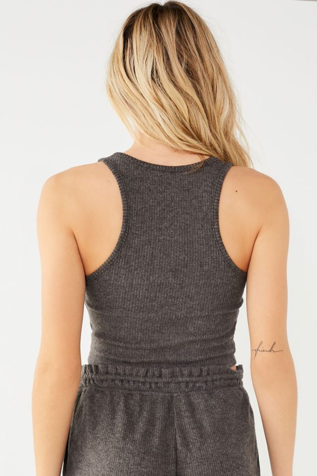 Out From Under Brielle Flirty Henley Grey Tank Top #1