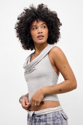 Silence + Noise Coyote Kapuzen-Cowl-Halter-Top
