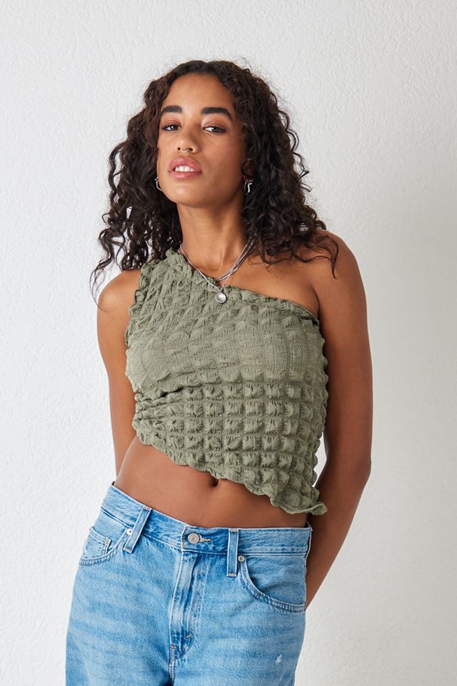 UO Pippa Popcorn Asymmetric Top 