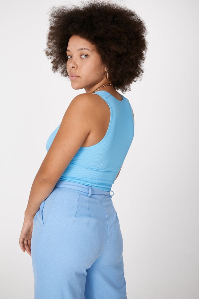 UO Josie Ribbed Light Blue V-Neck Vest #2