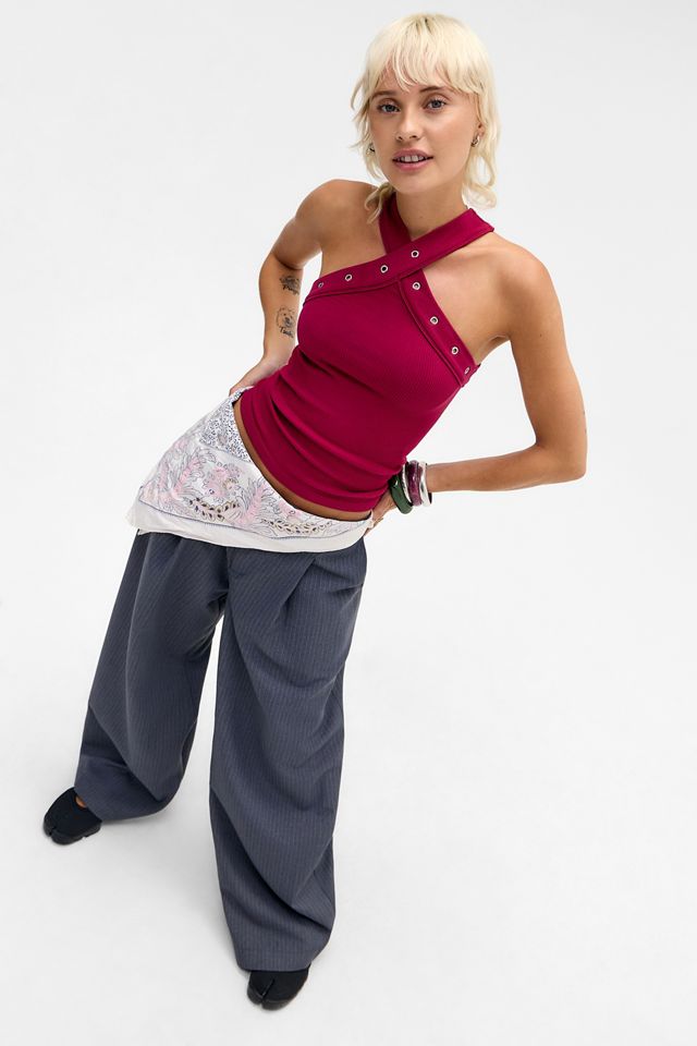 Silence + Noise Top Halter Gia Eyelet #1