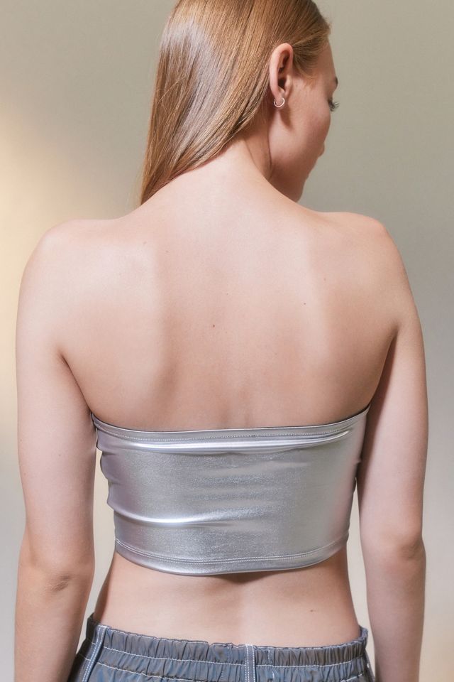 UO Jade Metallic Cut-Out Boob Tube #1