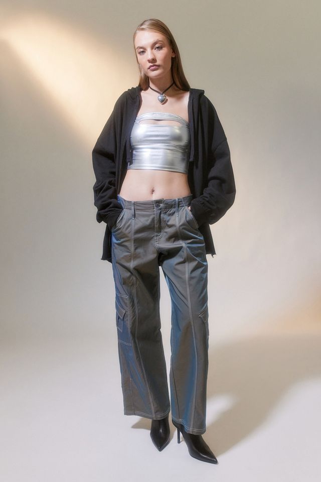 UO Jade Metallic Cut-Out Boob Tube #2