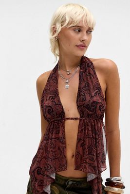 UO Rowan Halter Camo Snake Top