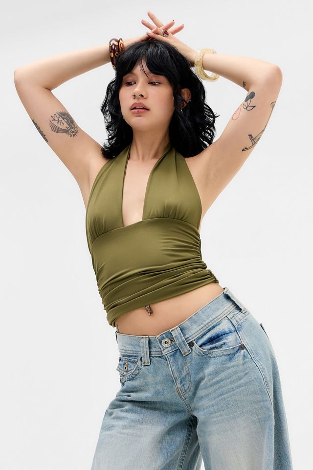 Silence + Noise Anya Ruched Halterneck Top #2