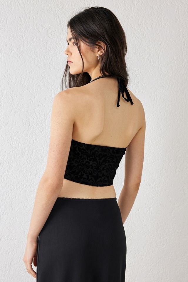 UO – Neckholder-Top „Bella“ aus Devore-Samt mit Wasserfallausschnitt #2