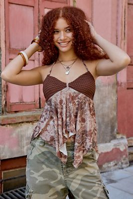 Silence + Noise Braun Annalise Strick Büste Neckholder Top