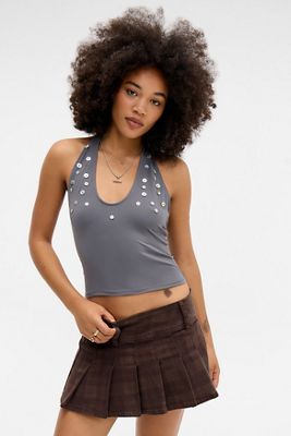 Top Halter con Bottoni Lucidi Silence + Noise