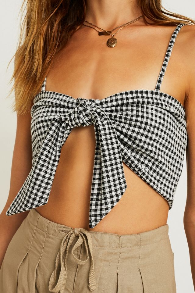 UO Gingham Tie Front Cami #1