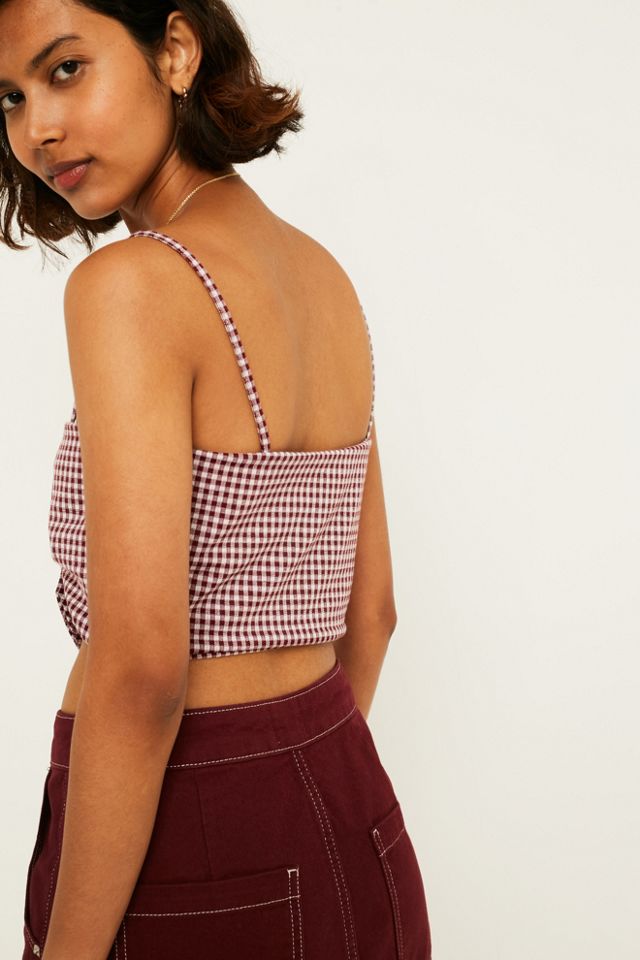 UO Maroon Gingham Tie Front Cami #2