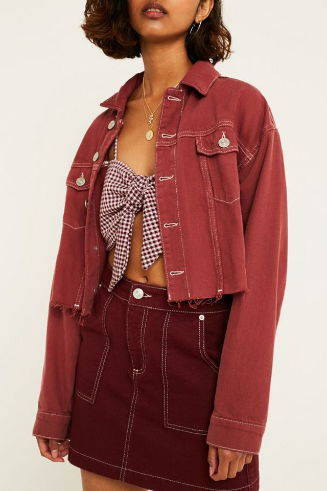 UO Maroon Gingham Tie Front Cami #4