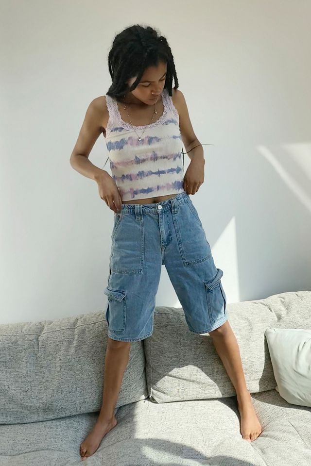 UO – Gebatiktes Trägershirt aus Rippstrick mit Spitze  #3