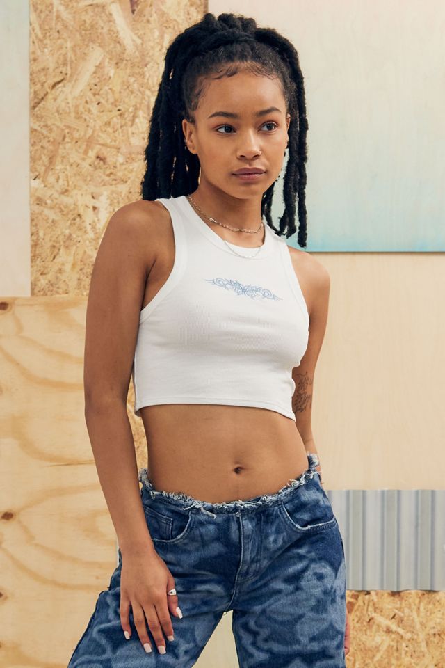 UO Tattoo Print Super Cropped Tank Top  