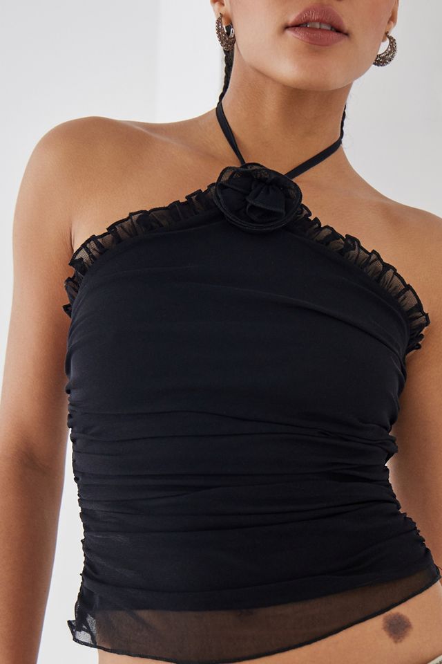 Emerging Dark Avant-garde Brand MAKS Black Halter Top at Erebus