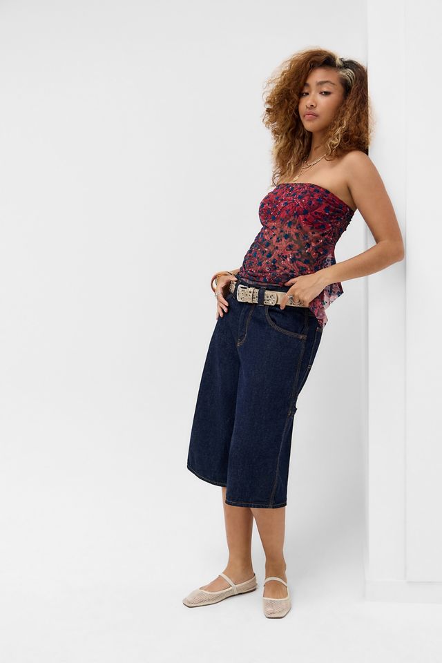 Kimchi Blue Rotes Indie Paisley geflocktes Bandeau Top #2