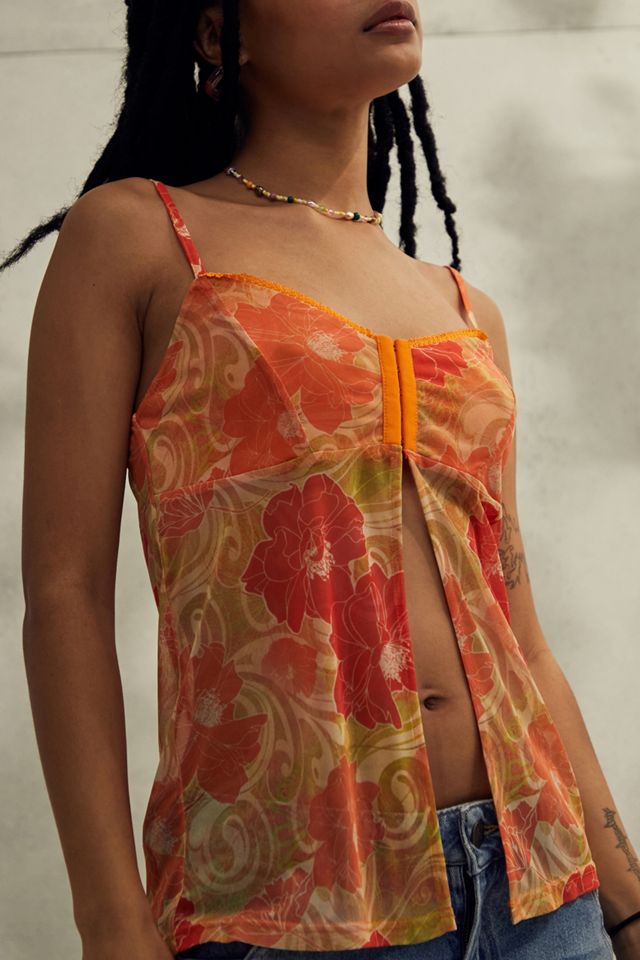 UO Y2K Bloom Longline Mesh Cami Top  #1