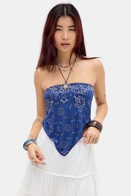 Top a fascia con stampa sciarpa UO