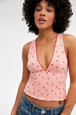 Kimchi Blue Verity Shirred Floral Print Top