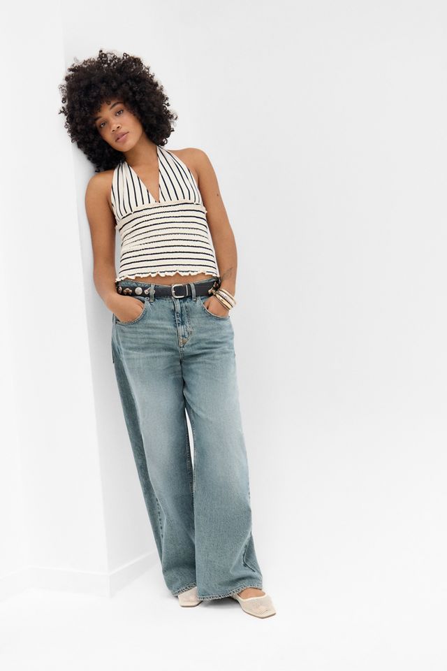 UO Stripe Shirred Halter Top #1