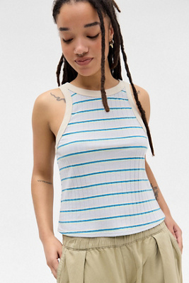Charlie Ribbed Tank Top - Light Blue M at Urban Outfitters