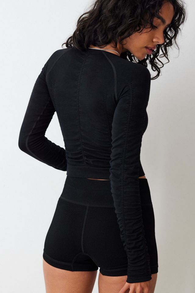 iets frans... crop top a maniche lunghe arricciato #2