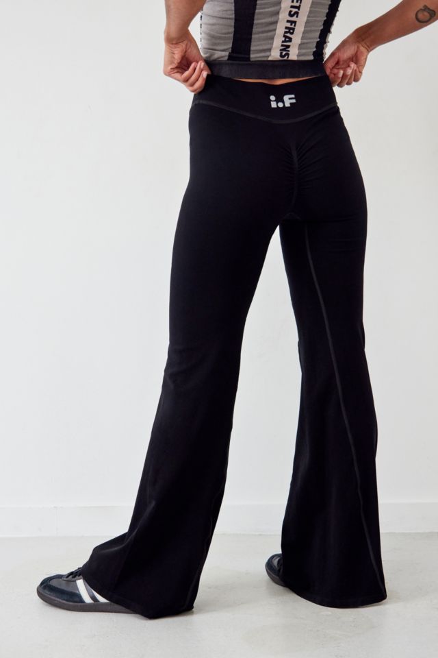 Black Lace-Up Ruched Flare Pants & Halter Crop Top – IRHAZ