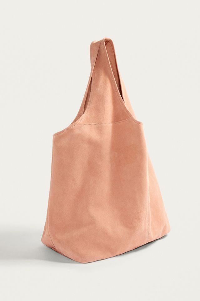 Suede Orange Slouch Tote Bag #3