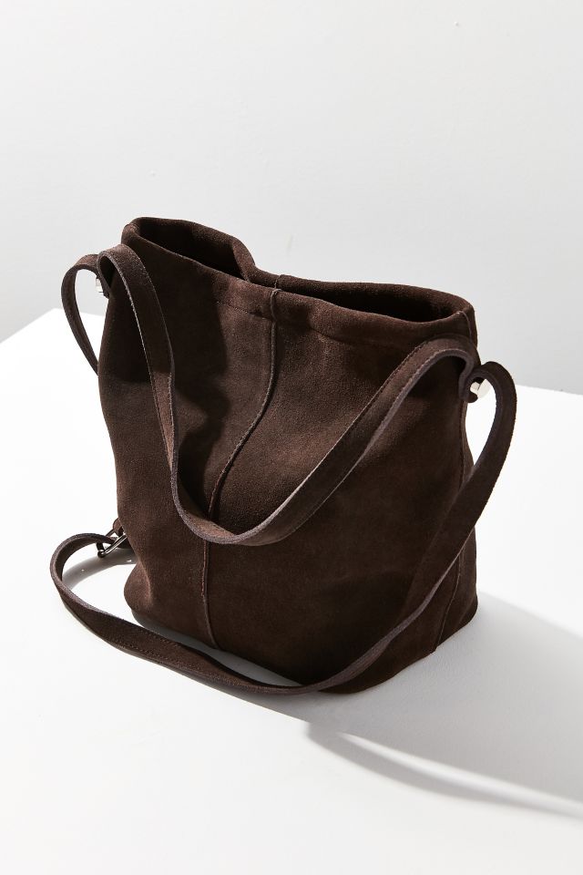 Brown Suede Bucket Bag