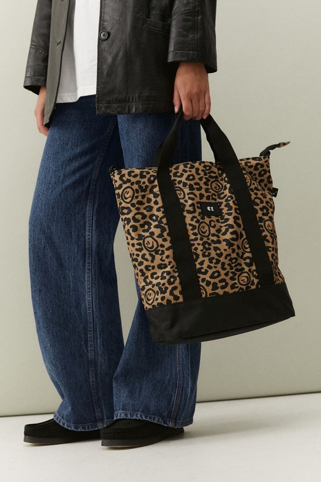 Lazy Oaf Squish Face Leopard Print Tote Bag Urban Outfitters UK