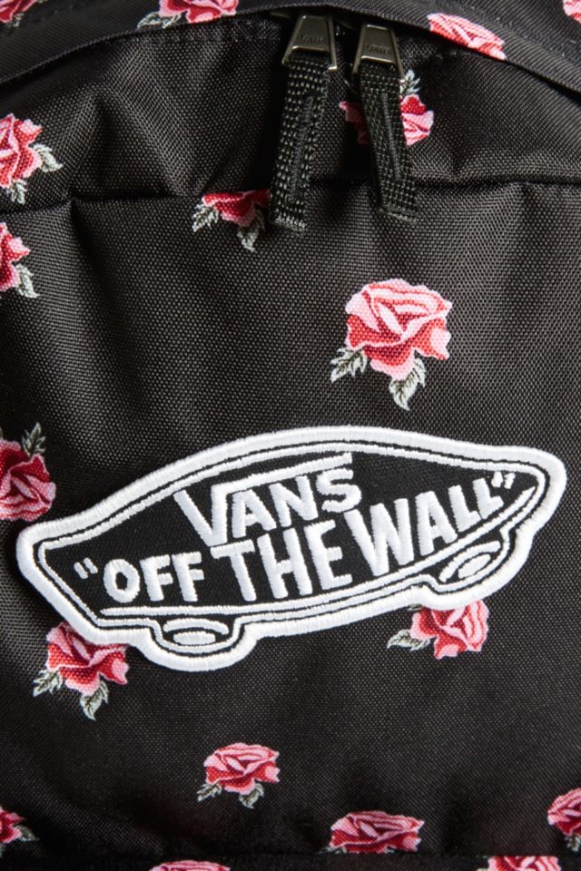 Vans Schwarzer Rucksack Realm mit Rosenmotiven