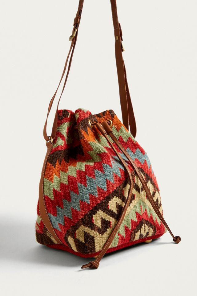 Geo Tapestry Drawstring Bucket Bag #2