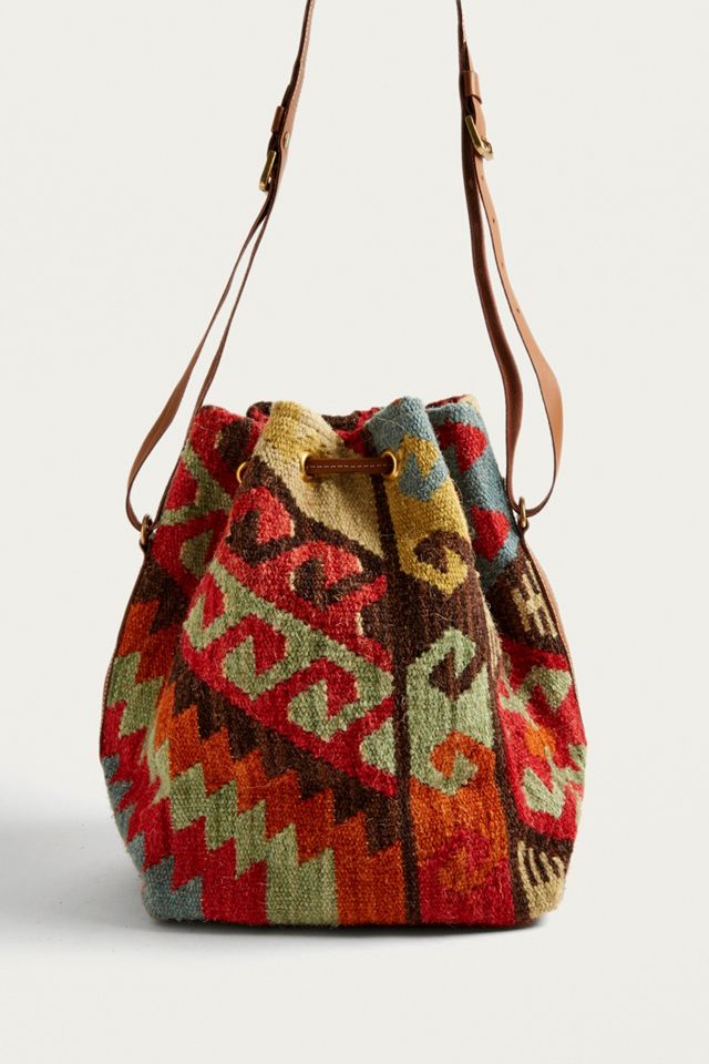 Geo Tapestry Drawstring Bucket Bag #3