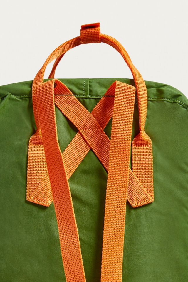 Fjallraven Kanken Leaf Green and Burnt Orange Backpack Urban Outfitters UK