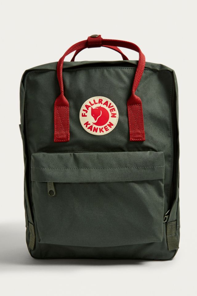 Fjallraven kanken green store and red