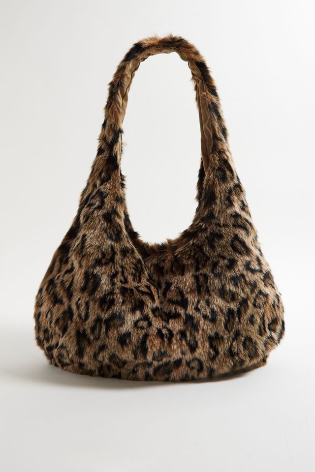 Jesse Leopard Print Faux Fur Shoulder Bag #1