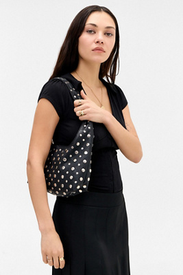 UO Mini Faux Leather Trapeze Studded Bag - Black at Urban Outfitters