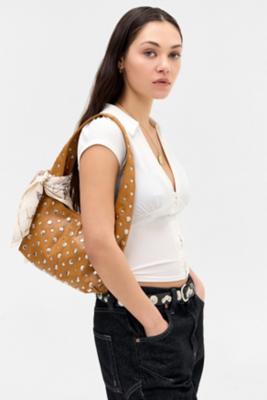 UO Mini Faux Leather Trapeze Studded Bag - Tan at Urban Outfitters