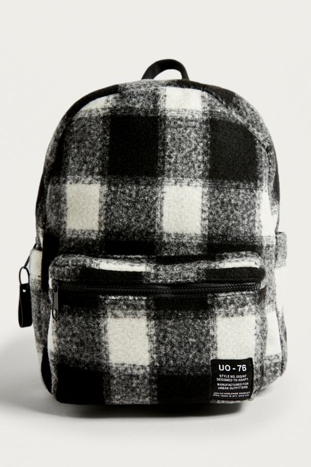 UO Large Black + White Check Backpack #1