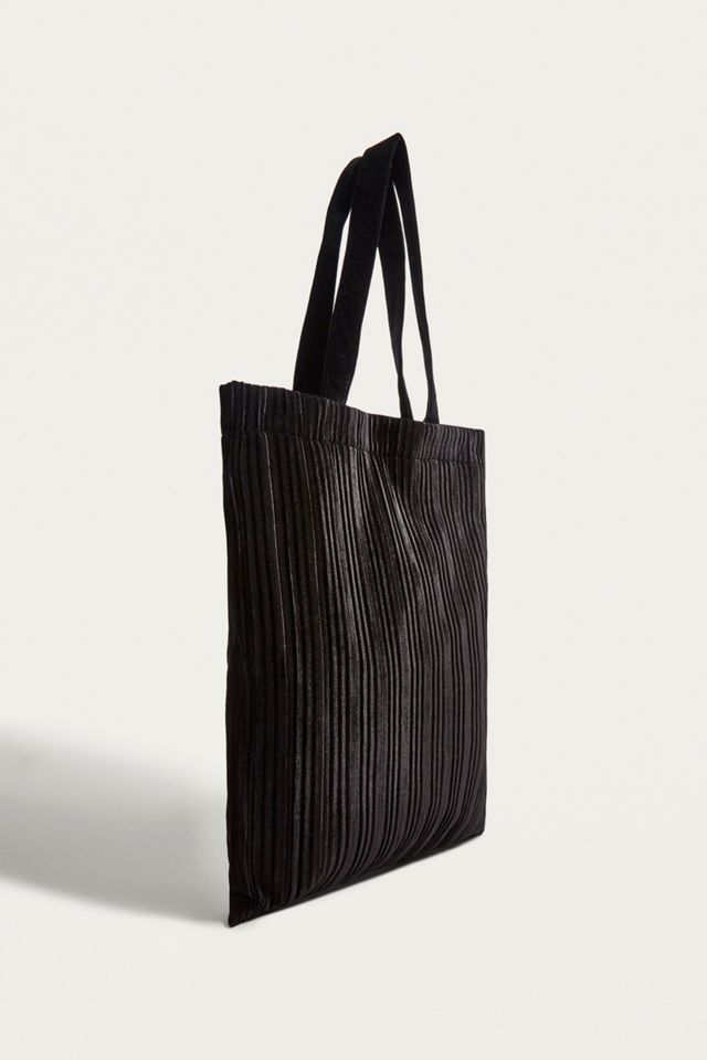 UO Black Pleated Velvet Tote Bag #3